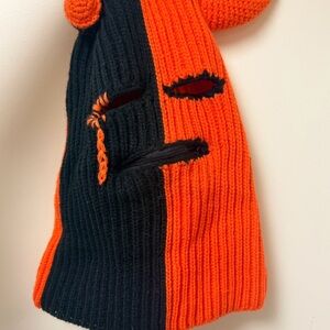 Black & Orange Devil Horn Balaclava Ski Mask Halloween Streetwear Mask